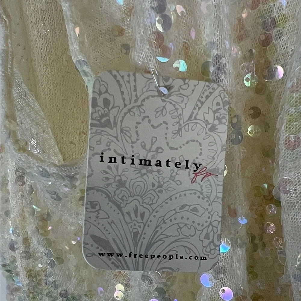 NWT Sequin Lace Halter Top Cream Free People